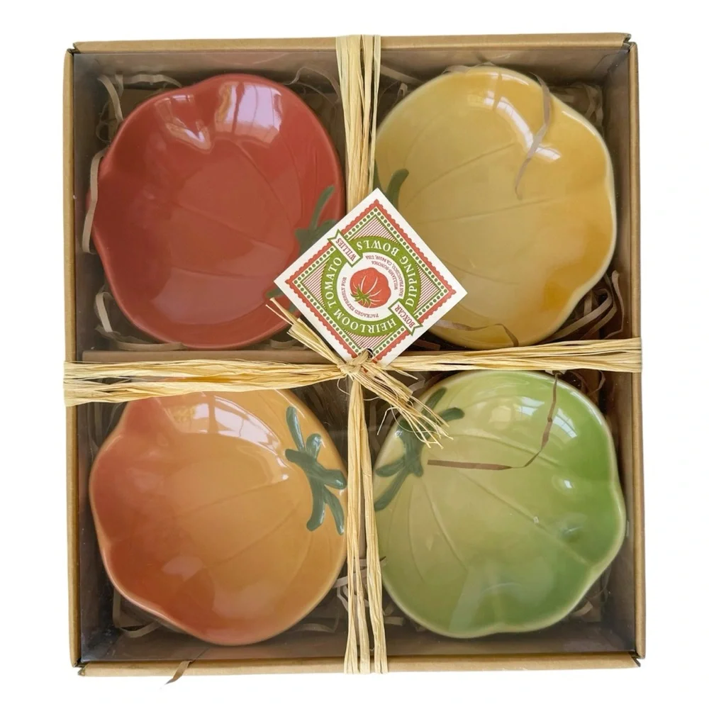 Williams Sonoma Boxcar Willie Heirloom Tomato Dipping Plates - NEW